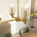 Willow - 8 Lights Island With Clear Ribbed Pendant Lamp Satin - Antique Brass / Clear / Gold by HouseOfZazla