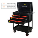 3 Drawers Multifunctional Tool Cart with Wheels and Steel Top - Black & Red by HouseOfZazla