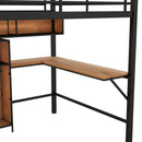 Full Size & Loft Bed With L-Shaped Desk And Shelves - Black by HouseOfZazla