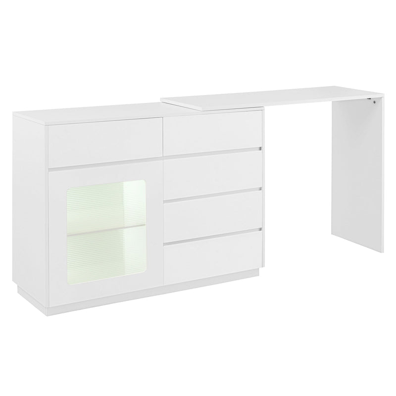 44"-85" Extendable Sofa Bar Table Cabinet Behind Couch Pub Table with LED