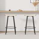 Counter Height Bar Stools Backless Handwoven Kitchen Dining Chairs With Round Footrest (Set of 2) Weaving Pub Stoo - Creamy White by HouseOfZazla