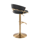 Jie - Contemporary Adjustable Barstool With Swivel With Rounded T Footrest (Set of 2) by HouseOfZazla