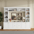 TV Stand With Bookcase, Storage Cabinet With 3 Adjustable Shelves, Living Room Entertainment Center - White by HouseOfZazla