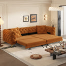 3 In 1 Convertible Sleeper, Deep Seat Pull Out Sofa Bed, Button Tufted