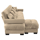 Modern Sectional Sofa With Ottoman, Round Bolster Armrests, Waist And Throw Pillows by HouseOfZazla