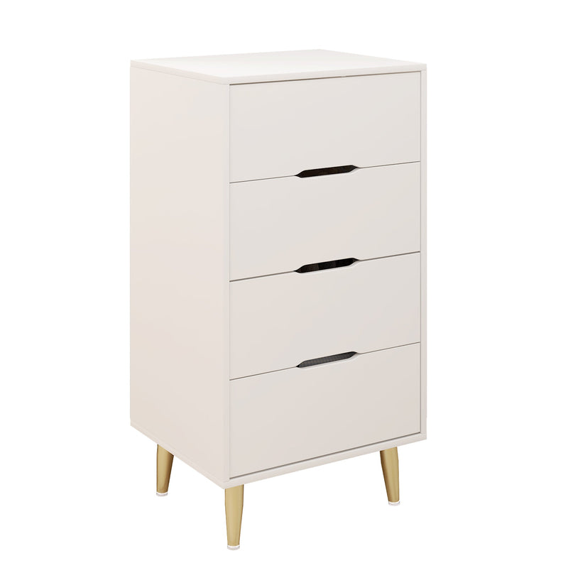 4 Drawer Dresser, Drawer Chest, Tall Storage Dresser Cabinet Organizer Unit with Metal Legs for Bedroom, Living Room, Closet (White/4 Drawer)