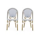Outdoor Rattan And Aluminum French Bistro Chairs Set