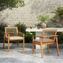 Outdoor Dining Chairs Set of 2 with Acacia Wood and Rope Design by HouseOfZazla