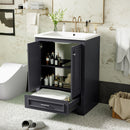 Bathroom Vanity With Ceramic Sink Combo, Modern Freestanding Storage Cabinet With Silver Handles by HouseOfZazla