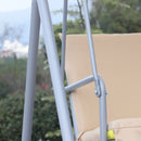 2 Person Porch Swing with Stand, Outdoor Swing with Canopy, Pivot Storage Table, 2 Cup Holders, Cushions for Patio, Backyard, Beige