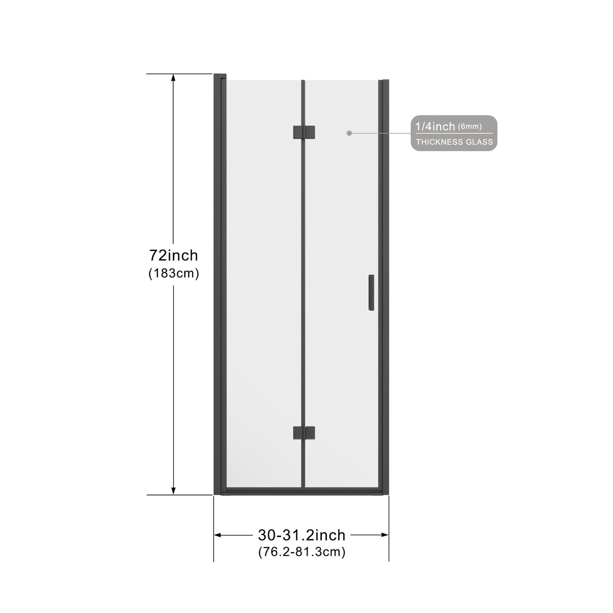 Bifold Frameless Shower Door With Tempered Clear Glass, photo 15 of 21