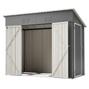 4x8 Slope-Roof Reinforced Storage Shed with Weatherproof Sloping Roof & 4 Air Vents, Heavy-Duty Sturdy Metal Frame, Left/Right Optional Door, Outdoor Tool Shed Warehouse for Garden Storage Pet House by Montret