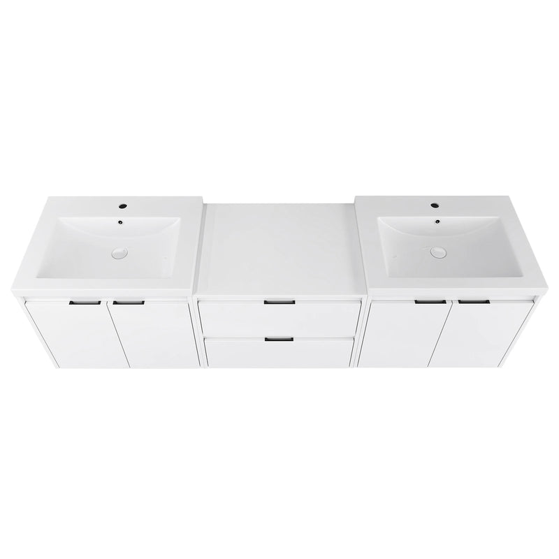 72" Bathroom Vanity With Resin Sink, Soft Close Doors, and 1-Side Cabinet, photo 9 of 10