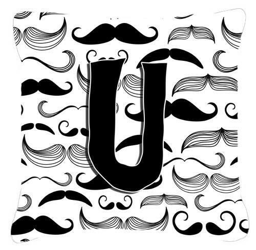 Letter U Moustache Initial Canvas Fabric Decorative Pillow CJ2009-UPW1414