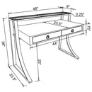 Serrano - 2 Drawer Writing Desk With Polished And Tempered Glass Hutch - Glossy White
