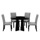5 Piece Round Dining Table Set, Modern Table And 4 Upholstered Chairs For Dining Room by HouseOfZazla