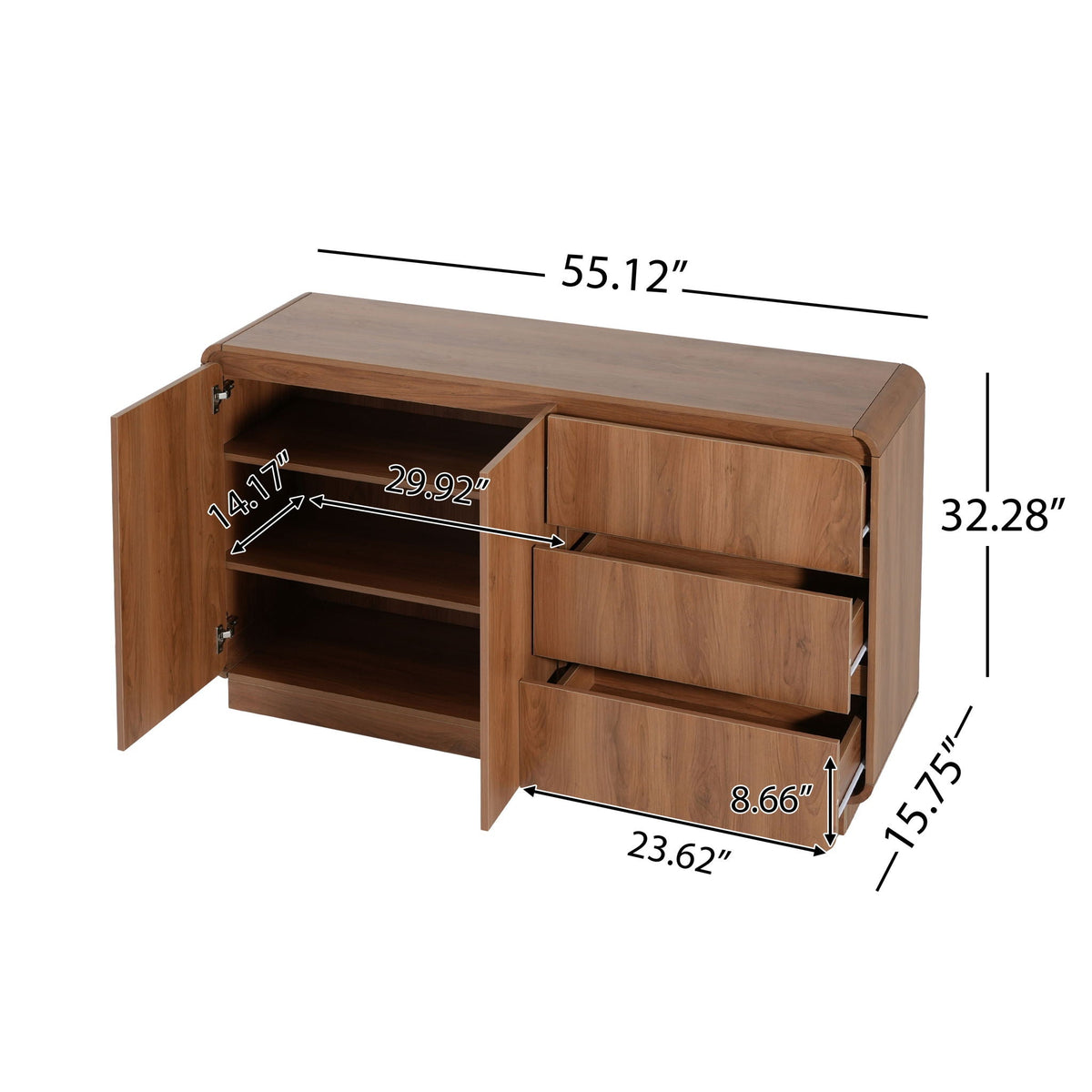 Sideboard, Wide Storage With 2 Doors And 3 Drawers, photo 6 of 6