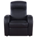 Greenfield - 4 Seater Home Theater With Wedge Console Recliners With Built In Storage And Cup Holders - Black