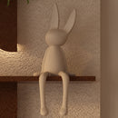 Adjustable LED Sandstone Wall Decor With Simulated Plants 3D Art Sculpture, Glass Vase & Rabbit Statue, Remote Control - Light Coffee