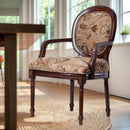 Bernice - Oval Back Chair With Floral Carvings - Brown / Beige Gray by HouseOfZazla