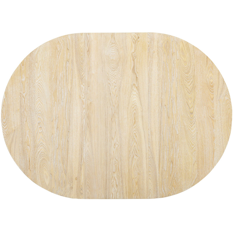 5-Piece Farmhouse Round Pedestal Extending Dining Table Set Extendable Kitchen Table Set with 15.8" Removable Leaf and Ladder Back Dining Chairs for Small Places, Natural