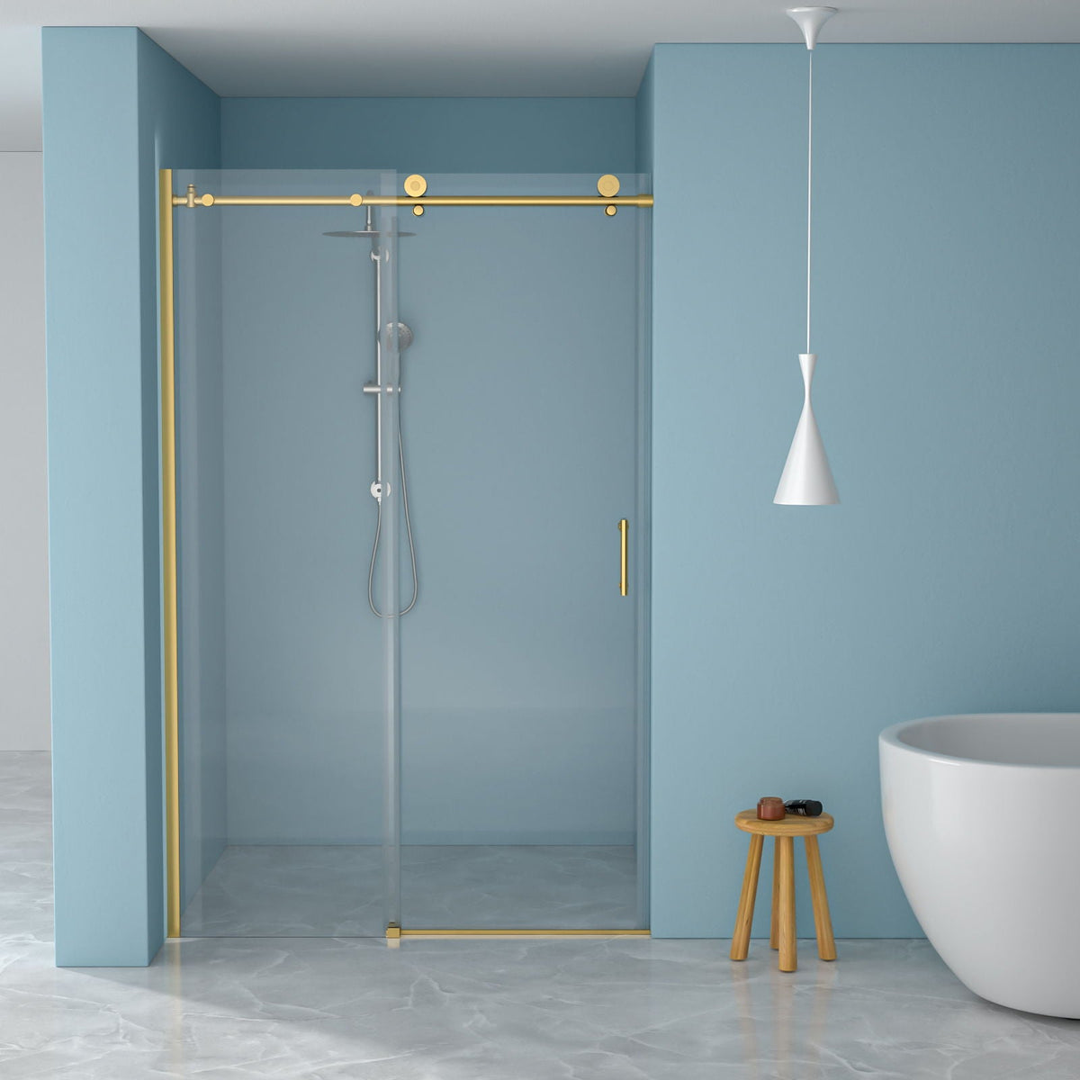 Single Sliding Bypass Shower Door Enclosure With Tempered Glass, photo 22 of 33
