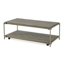 Corbeta - 3 Piece Metal Frame Wood Living Room Coffee Table And 2 Chairside Tables Set, Aged Graphite - Brown by HouseOfZazla
