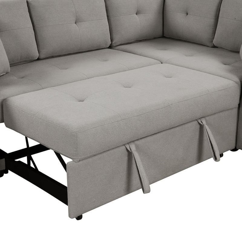 87.4" L-shape Sofa Bed Pull-out Sleeper Sofa with Wheels, USB Ports, Power Sockets for Living Room, Grey