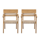 Outdoor Acacia Wood Dining Chairs with Woven Wicker Seats