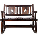 Rustic Outdoor Wood Rocking Bench Double Rocking Chair For 2 Persons With Curved Seat, Porch Rocker - Brown by HouseOfZazla