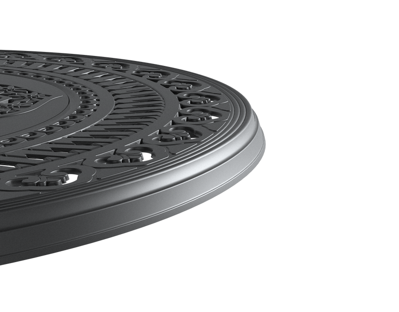 31.50-inch Cas Aluminum Patio Dining Table with Black Frame and Umbrella Hole