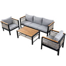 4 Pieces Outdoor Sectional Sofa Set 5 Person Patio Seating Group Outdoor Conversation Set With Cushions And A Coffee Table For Patios by HouseOfZazla