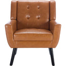 Modern Soft Leather Material Ergonomics Accent Chair Living Room Chair Bedroom Chair Home Chair With Black Legs For Indoor Home-Light Brown PU