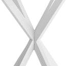 31.5" Modern Cross Leg Round Dining Table, White Marble Top Occasional Table, Two Piece Removable Top, Matte Finish Iron Legs