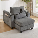 Convertible Chaise Lounge Sofa Chair With USB Ports, Cup Holders, Phone Holder And Storage by HouseOfZazla