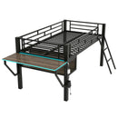 Gaming - Twin Loft Bed With Desk And LED - Black by HouseOfZazla