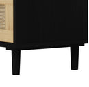 31.50"3-Drawers Rattan Storage Cabinet Rattan Drawer,for Bedroom,Living Room,Dining Room,Hallways,Black