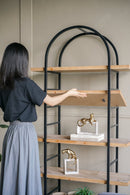 Tall Arched Wood and Iron Display Shelf