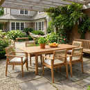 7 Pieces Acacia Wood Outdoor Dining Set with Cushions by HouseOfZazla