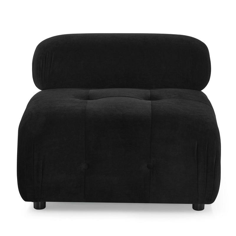 Walker Edison | Black Velvet Cloud Modular Sectional Couch w Ottoman