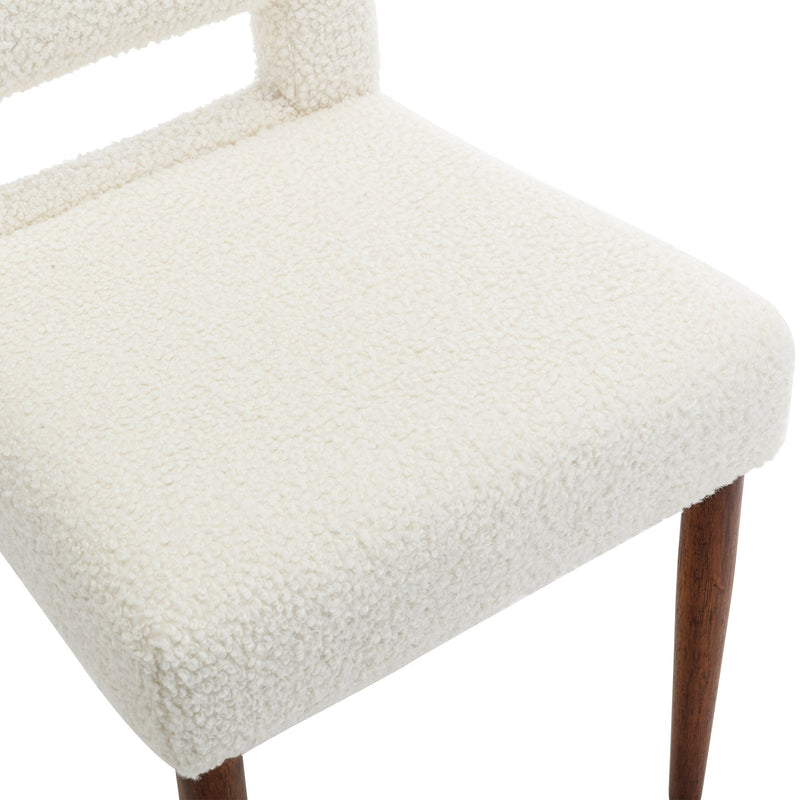 Accent Chairs Set of 2, Boucle Chairs with Solid Woood, Upholstered Dining Chairs for Living Room, Kitchen, Bedroom, Beauty Room,Dining room-Cream