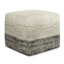 Macie - Square Woven Outdoor / Indoor Pouf - Gray / White by Unique Piece Furniture