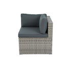 6 Pieces PE Rattan sectional Outdoor Furniture Cushioned Sofa set Grey Wicker, Dark Grey Cushion