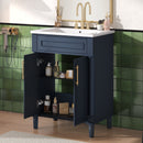 Bathroom Vanity With Integrated Sink, 2 Door Cabinet, Single Sink For Small To Medium Bathrooms