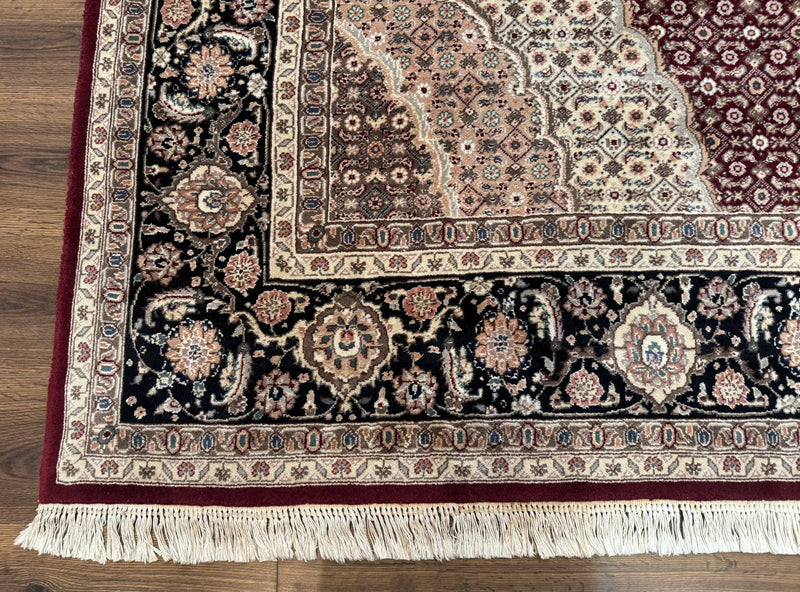 Sino Persian Rug 8x10, Herati, Elegant Oriental Carpet, Dark Maroon