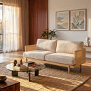 Emir 72" Square Arm 3-Seater Boucle Sofa with Cane Rattan and Wooden Frame by HouseOfZazla