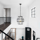 4 Light Metal Lantern Tiered Pendant Hanging Light Fixtures, Industrial Farmhouse Adjustable Height Chandeliers For Dining Room Hallway Foyer Entryway (E12 Bulbs Not Included) by Unique Piece Furniture