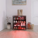 4 Layers Shoe Cabinet With Glass Door And Glass Layer Shoes Display Cabinet With LED Light Bluetooth Control - Black by HouseOfZazla