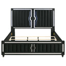 Ravenne Velvet Upholstered Eastern King LED Panel Bed Black