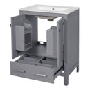 Bathroom Vanity With Integrated Undermount Ceramic Sink, 2 Doors And 1 Drawer, Soft Close Hinges